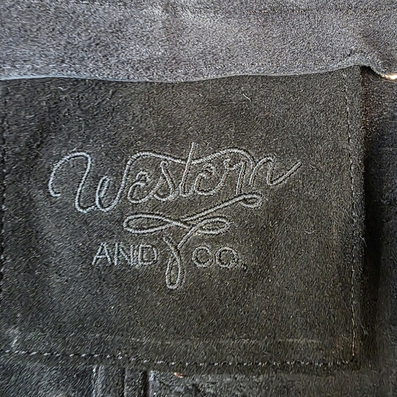 Western & Co. Black Suede Studded Fringe Cape - Genuine Leather - Picture 7 of 9